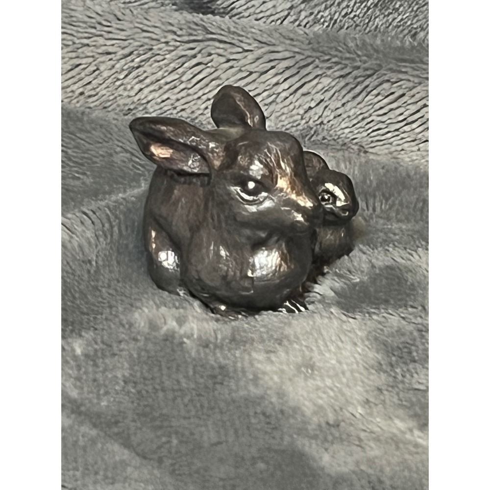Reed & Barton Fine Pewter Rabbit Mom & Baby Figurine Small‎ Sculptures 2in